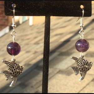 Purple Amethyst Angelfish Earrings